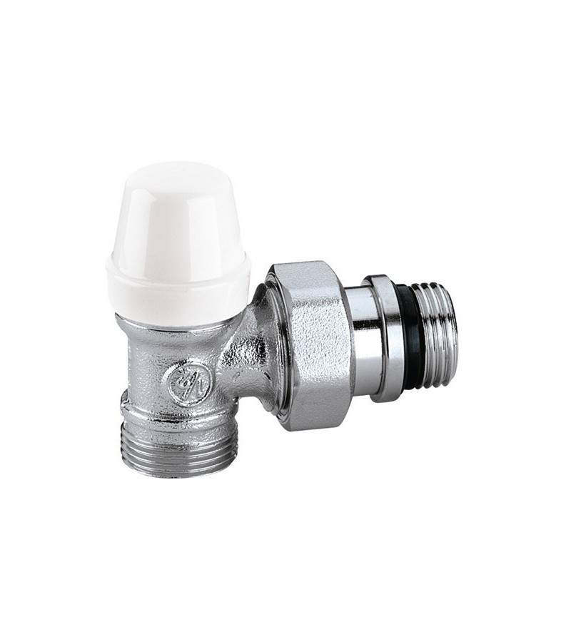 Chromed lockshield valve with angled connections Caleffi 342