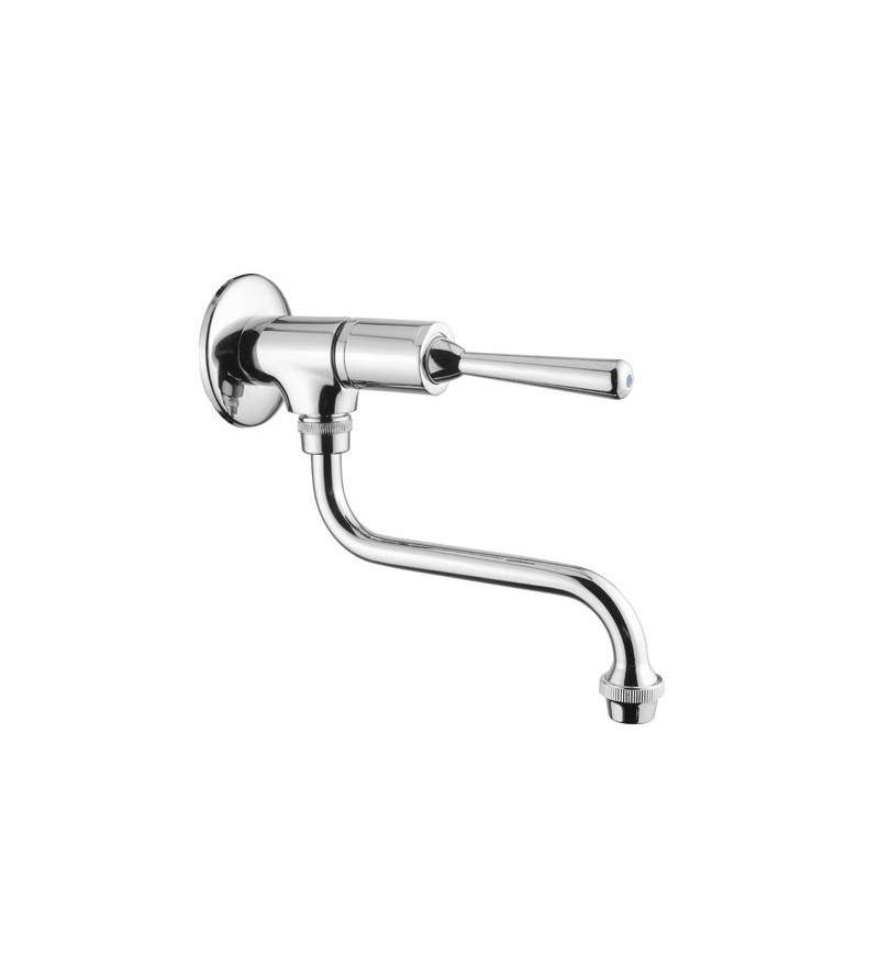 Wall-mounted timed washbasin tap with anti-unscrewing lever Idral Classic 08016A