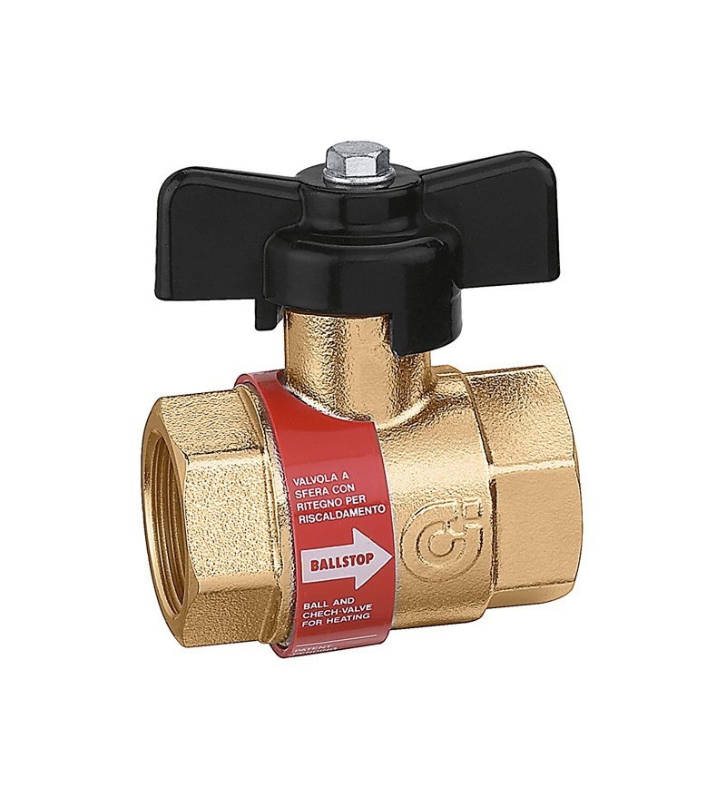 Ball valve with built-in check valve for heating systems BALLSTOP Caleffi 327