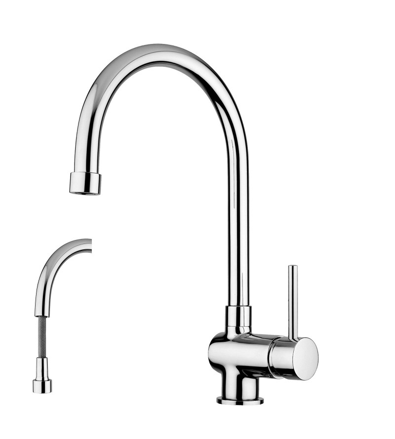 Sink mixer with swivel spout and pull-out shower Paffoni Stick SK185CR