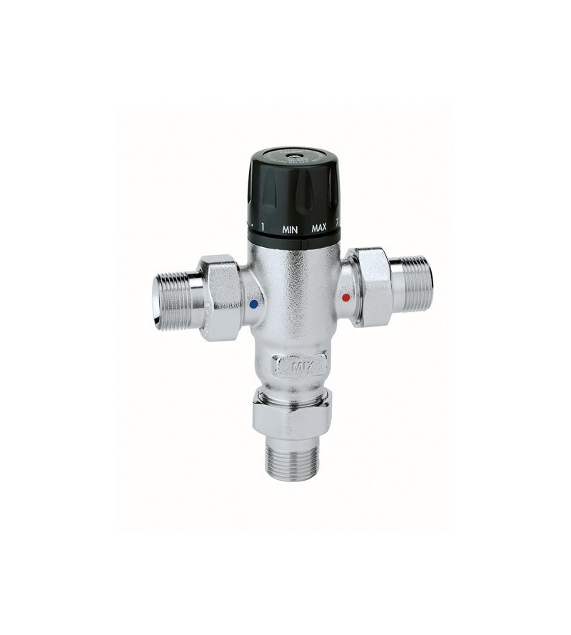 Anti-limescale thermostatic mixer with check valves Caleffi 521503