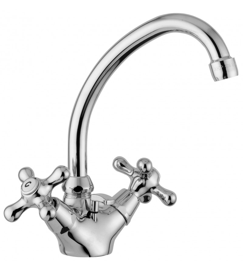 Double lever basin tap with swivel spout in chrome colour Paffoni Iris IRV077
