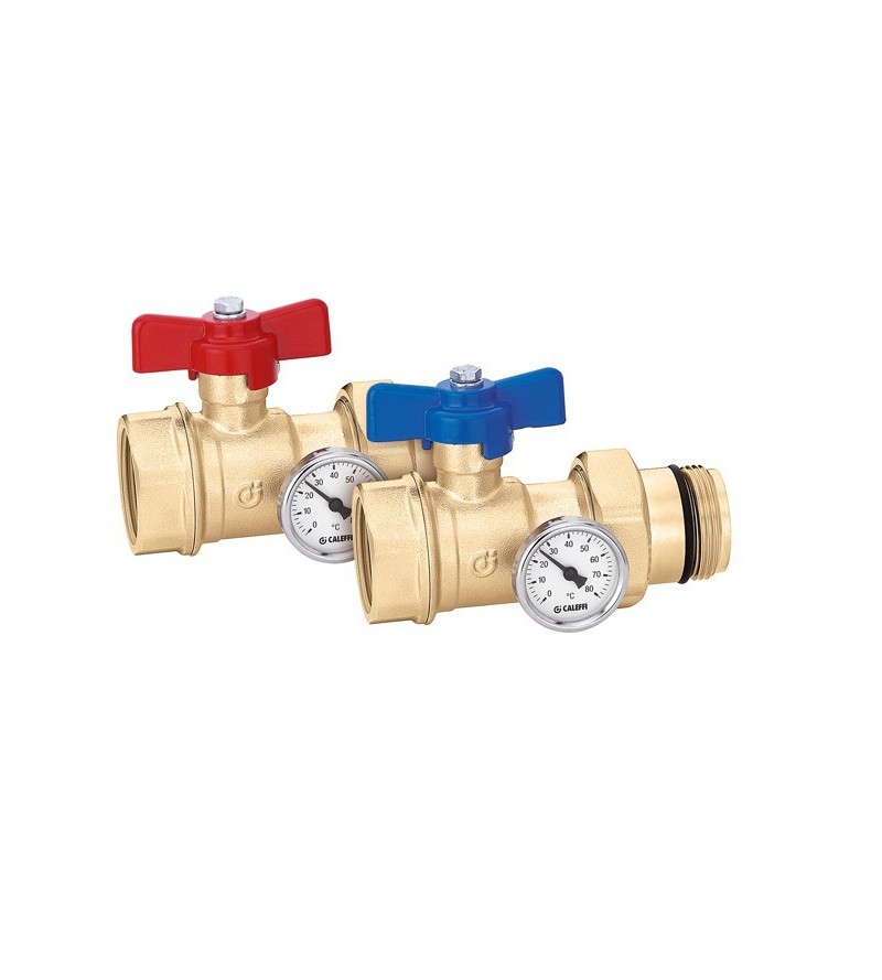 Pair of ball shut-off valves with thermometer Caleffi 391 S1