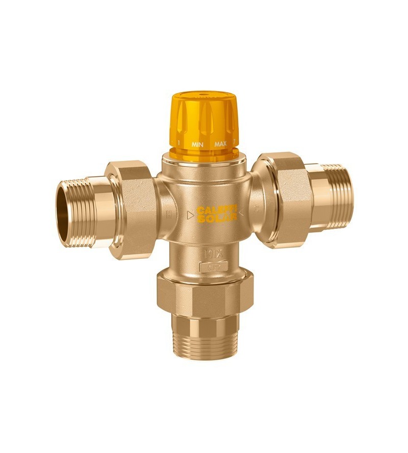 Adjustable thermostatic mixing valve for centralized solar systems Caleffi 2521
