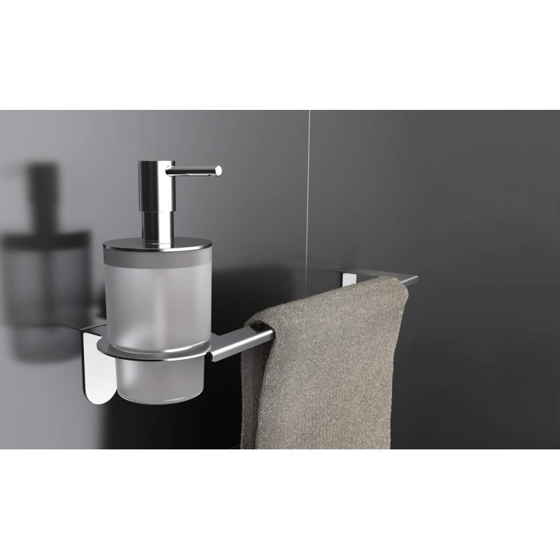 Porte-savon/serviette avec distributeur de savon liquide, fixation à vis Capannoli Easy YE122   VS53V