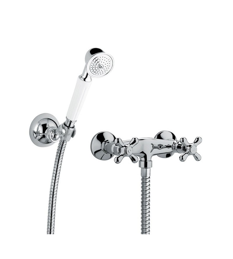 Wall mounted double lever shower faucet with shower set in chrome color Paffoni Iris IRV168DCR