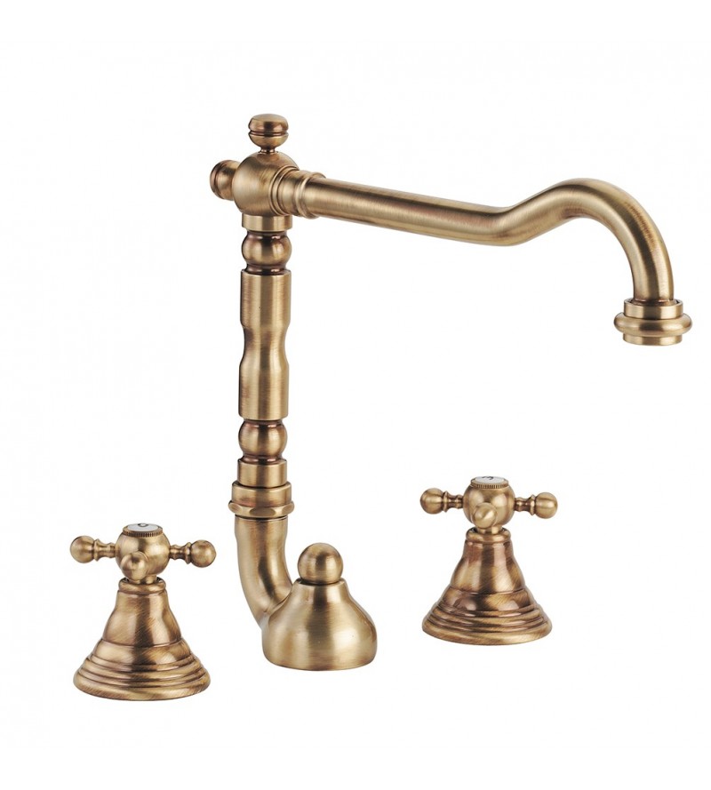 3-hole washbasin tap with adjustable spout in bronze colour Porta&Bini Old Fashion 62554BR