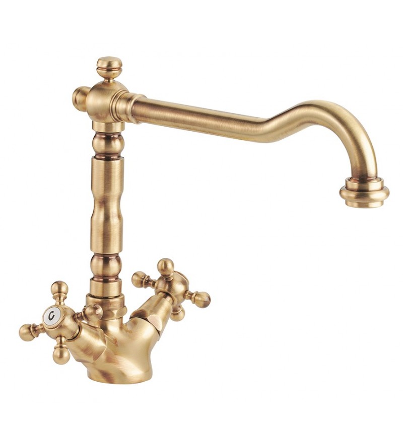 Bronze color kitchen sink faucet with swivel spout Porta&Bini Old Fashion 62570BR