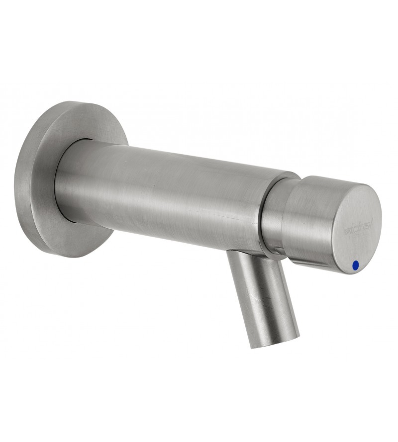 Wall-mounted washbasin tap with timed stop and push-button control Idral Inox 08400