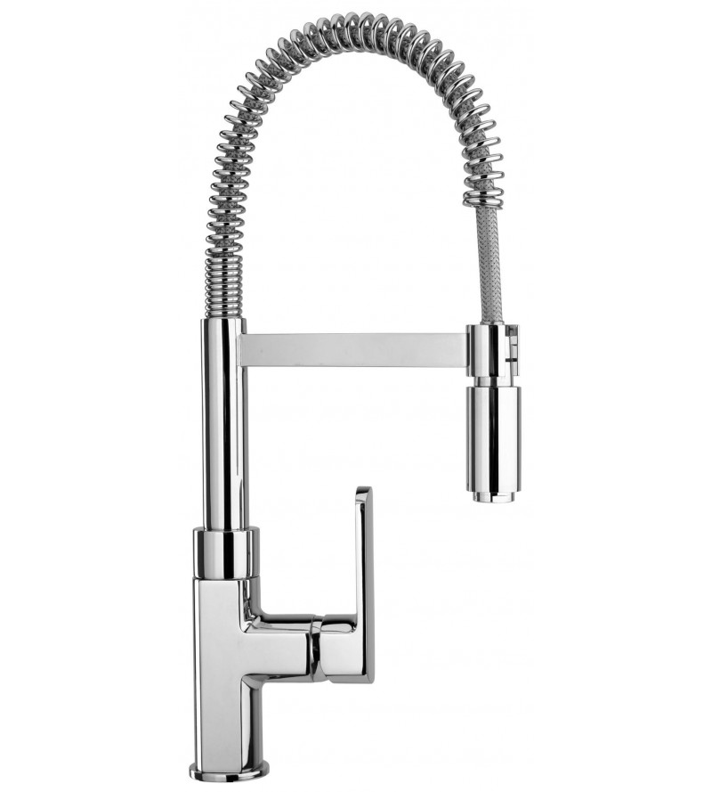 Kitchen sink mixer with spring spout and adjustable rod Paini Ovo 86CR556