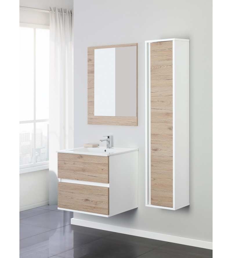 Meuble de salle de bain suspendu 90 cm avec tiroirs Feridras Fabula 801010