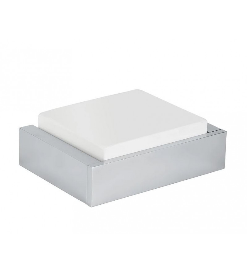 Porta sapone con installazione a muro in ceramica removibile e ottone Pollini Acqua Design Ebox EB1403M9