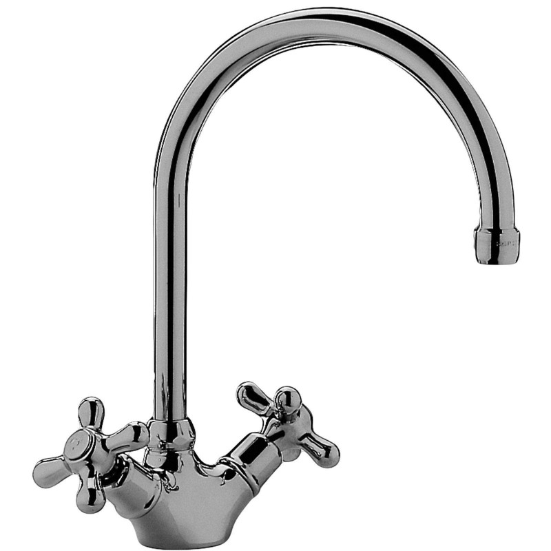 Double lever kitchen sink tap with swivel spout in chrome color Paffoni Iris IRV180CR