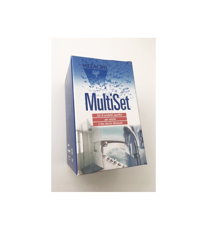 MultiSet con kit de productos específicos para la limpieza de bañeras y cabinas de ducha Metacril Tecno Line 02000001