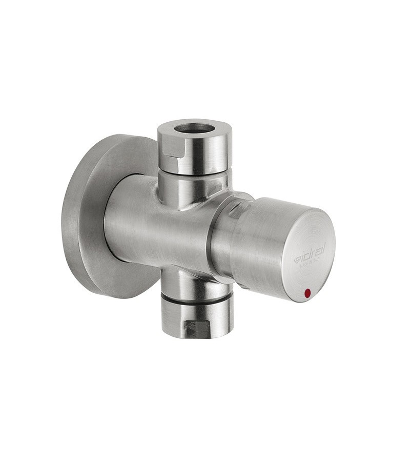 Timed stainless steel shower tap with push button Idral Inox 08430 - 08430-30