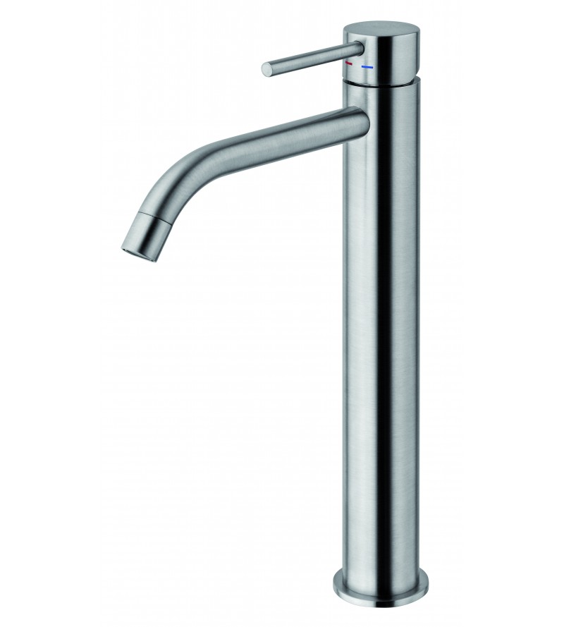 High basin mixer steel looking with 1 "1/4 pop-up waste Paffoni Light LIG085ST