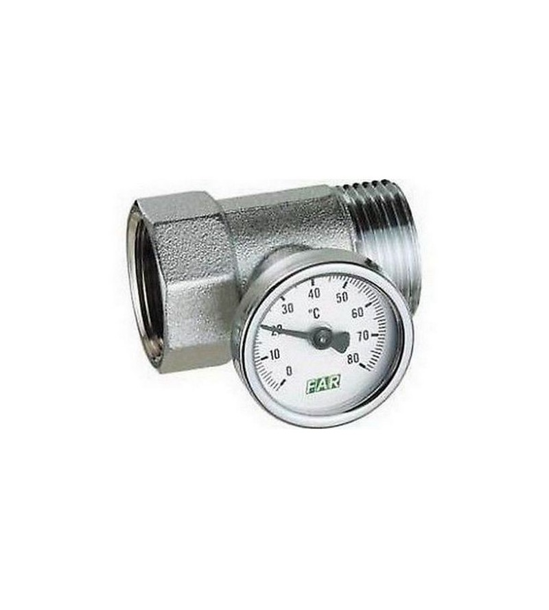Chrome-plated temperature gauge fitting complete with temperature gauge FAR 3432