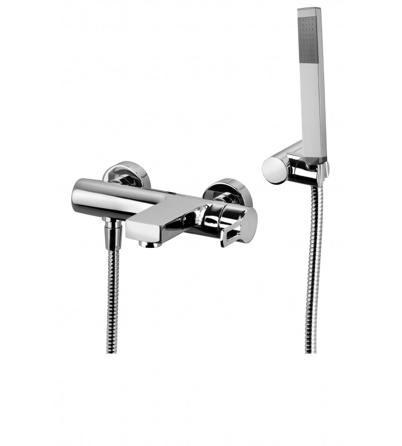 External bath mixer in chrome color with shower set Paffoni Ringo RIN023CR