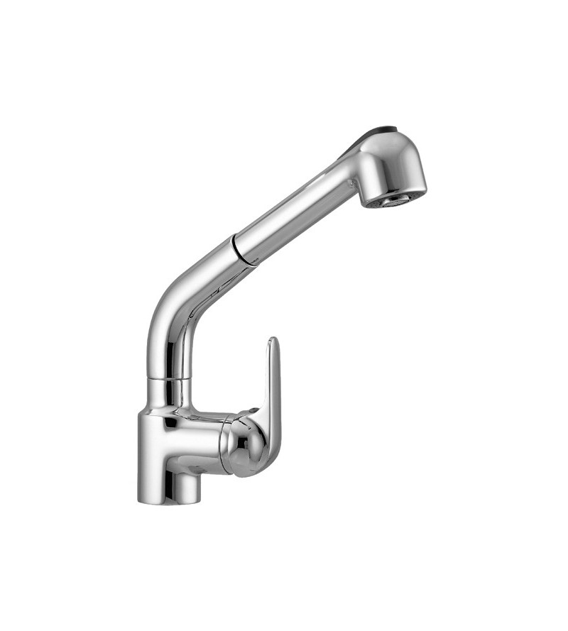 Kitchen sink mixer with high spout and extractable shower chrome color Gattoni Callisto 0400/PCC0