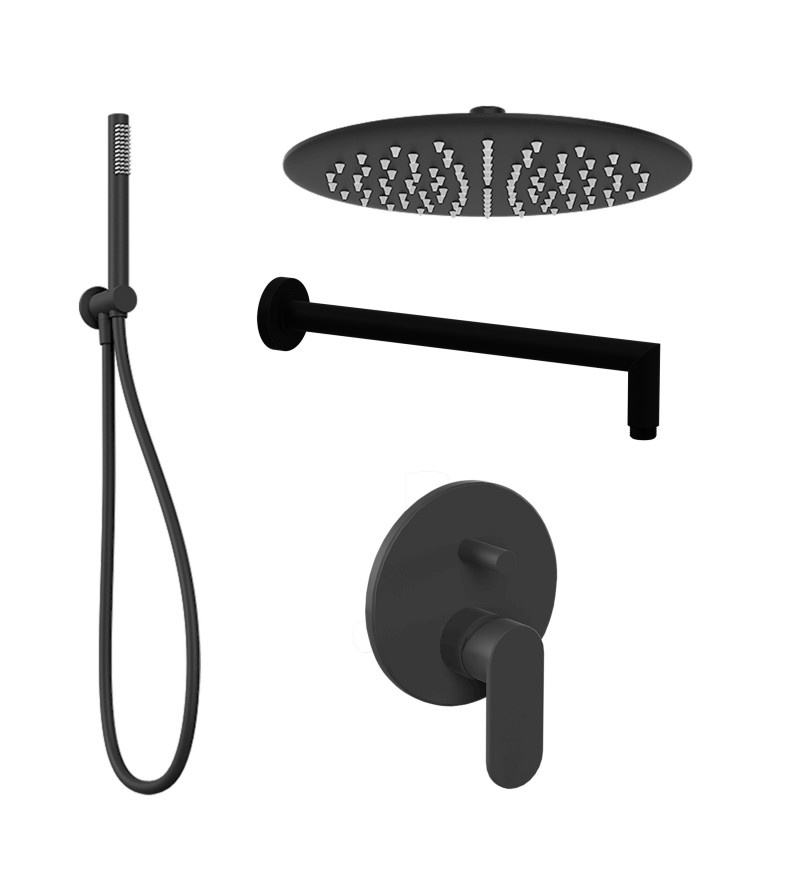Complete black matt shower kit Ercos Versilia BNKISK0007