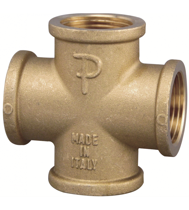 Everflow 3/4 Inch Lead Free Four Way Brass Cross Fitting Easy to Install 