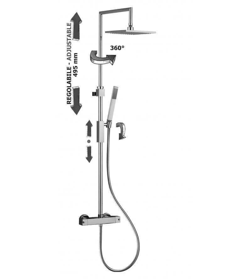 Columna de ducha termostática modelo cuadrada Paffoni LEVEL ZCOL655CR
