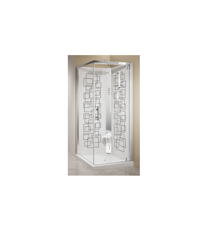 Quadratische Eckduschkabine 90 x 90 cm Novellini Crystal G