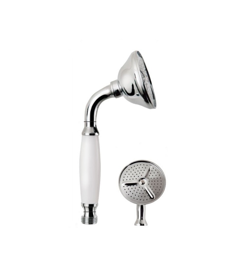 Hand shower in brass with white handle Pollini Acqua Design Niky DOC2300.B.D