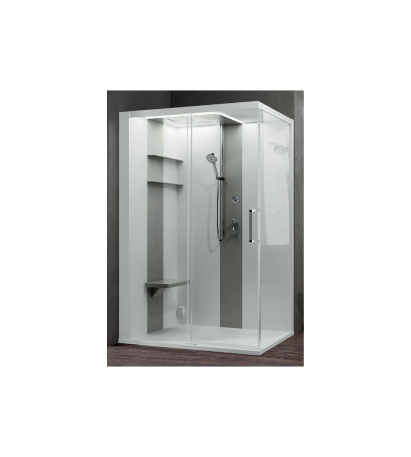 Asymmetrical multifunctional shower enclosure 1 sliding door Novellini Skill 2P