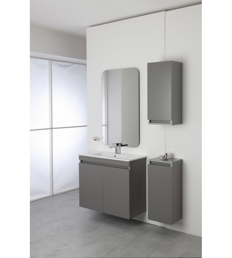 Meuble de salle de bain complet 80 cm couleur grise Feridras Pastello 803005