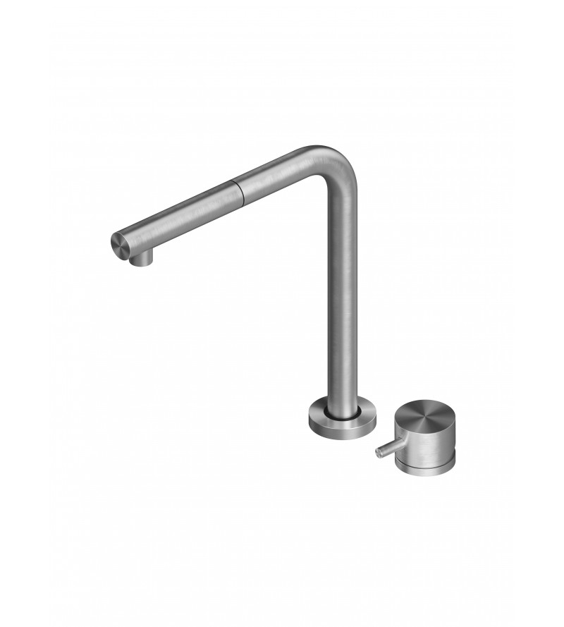 Stainless steel kitchen sink mixer with folding spout Quadro srl 443.12AS
