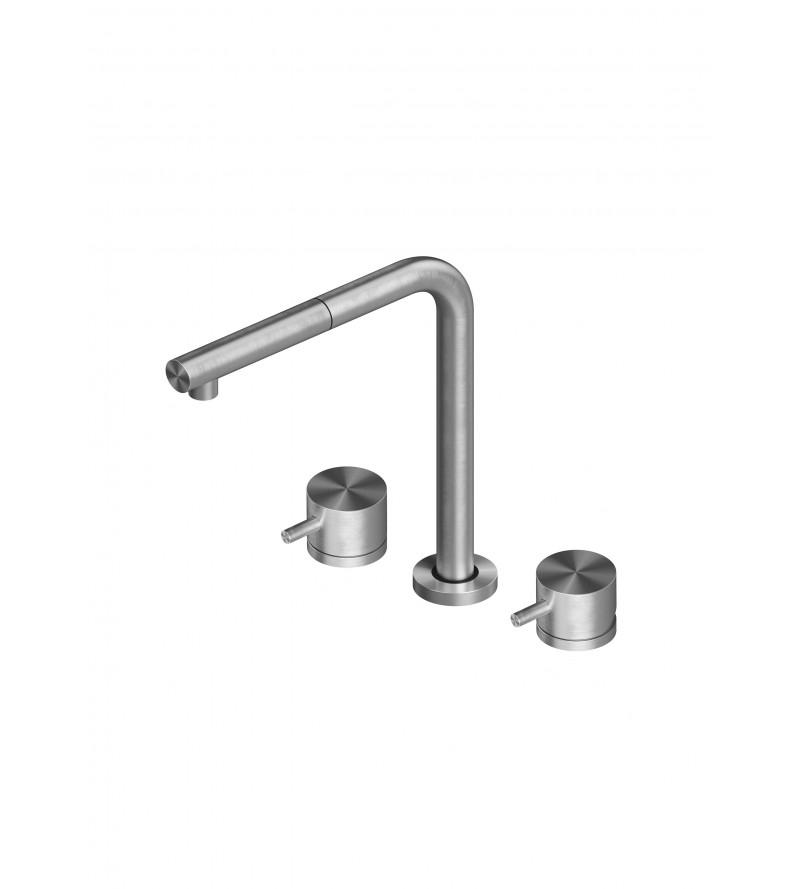 Three-way folding kitchen mixer in stainless steel Quadro srl 543.12AS