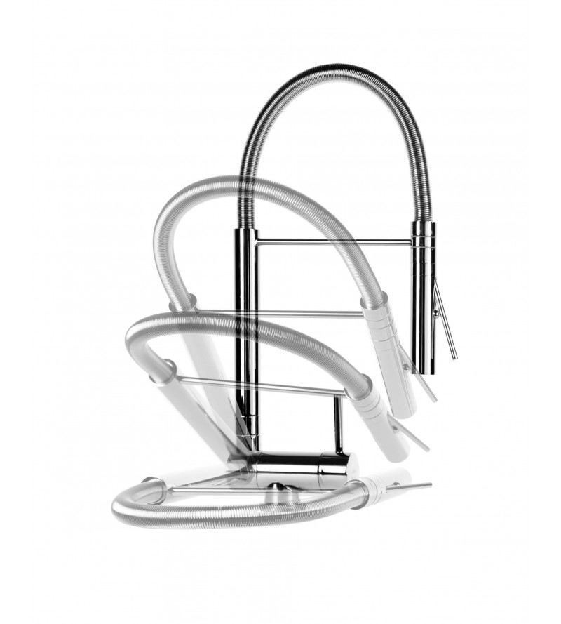 Kitchen mixer with folding spout and professional shower Nice 290034M1CR