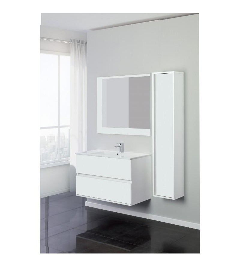 Mueble de baño suspendido 90 cm en color blanco Feridras Fabula 801023