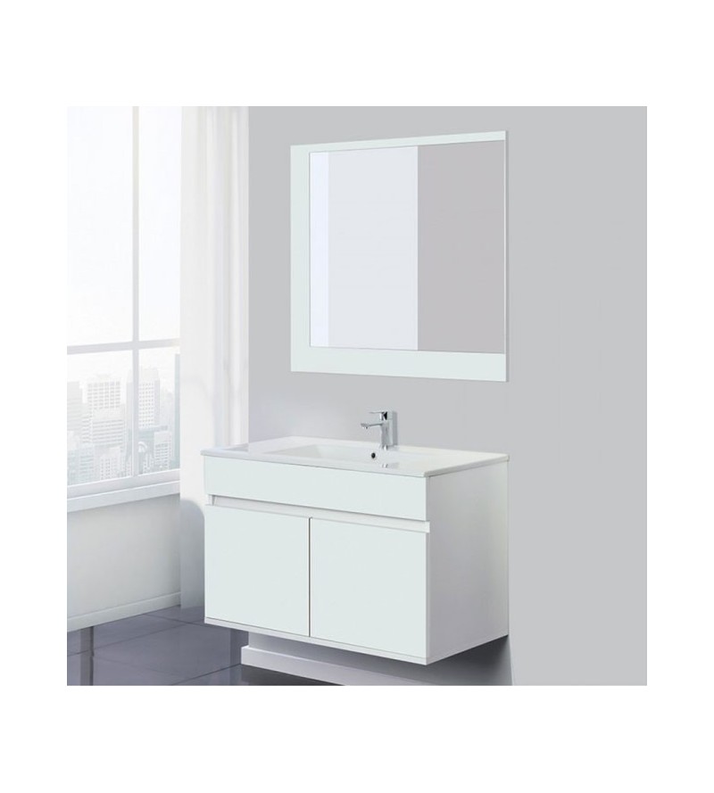 Mueble de baño suspendido 90 cm en color blanco Feridras Fabula 801024