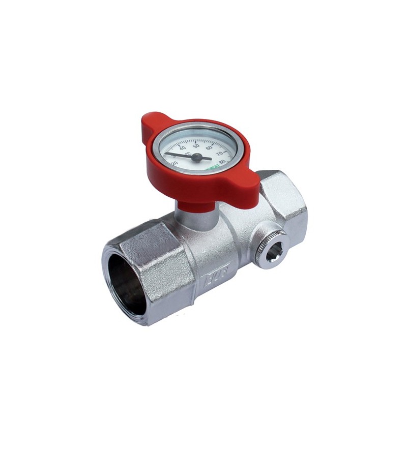 Manual ball valve complete with temperature gauge FAR 3048