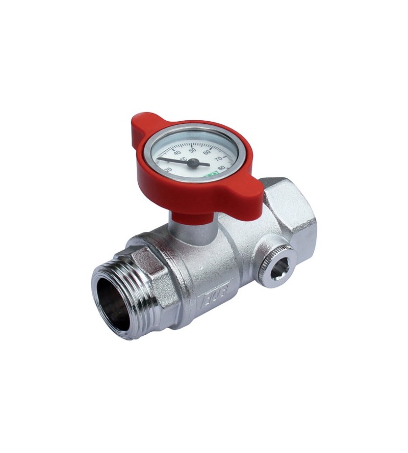 Manual ball valve complete with temperature gauge FAR 3049