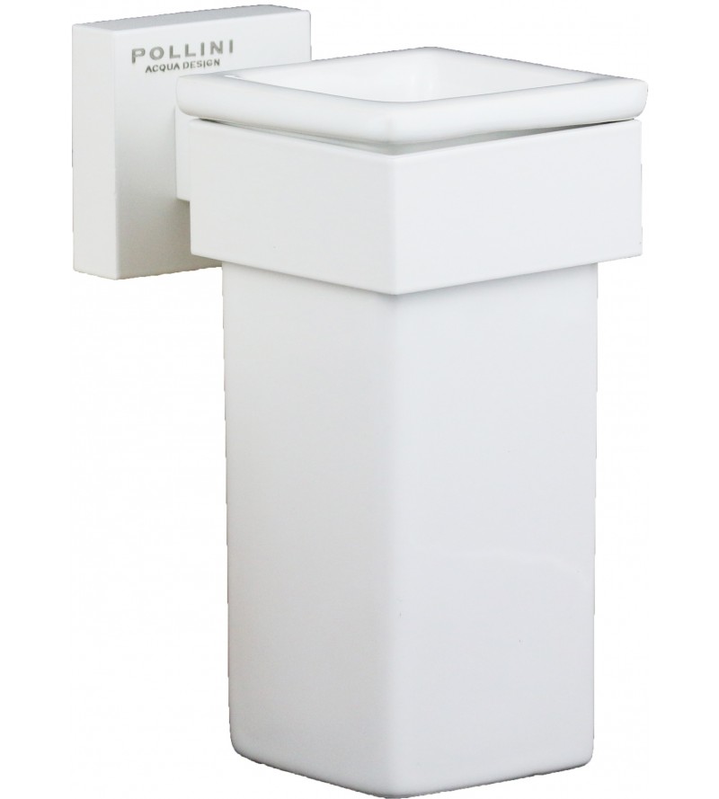 Porta spazzolino con fissaggio a parete in ceramica bianca Pollini Acqua Design Live LV1201M0