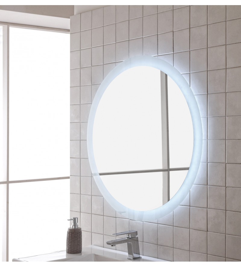 Miroir de salle de bain rond avec éclairage Feridras 178046