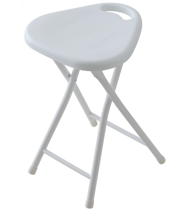 Folding bathroom stool in dove white color Feridras 868004