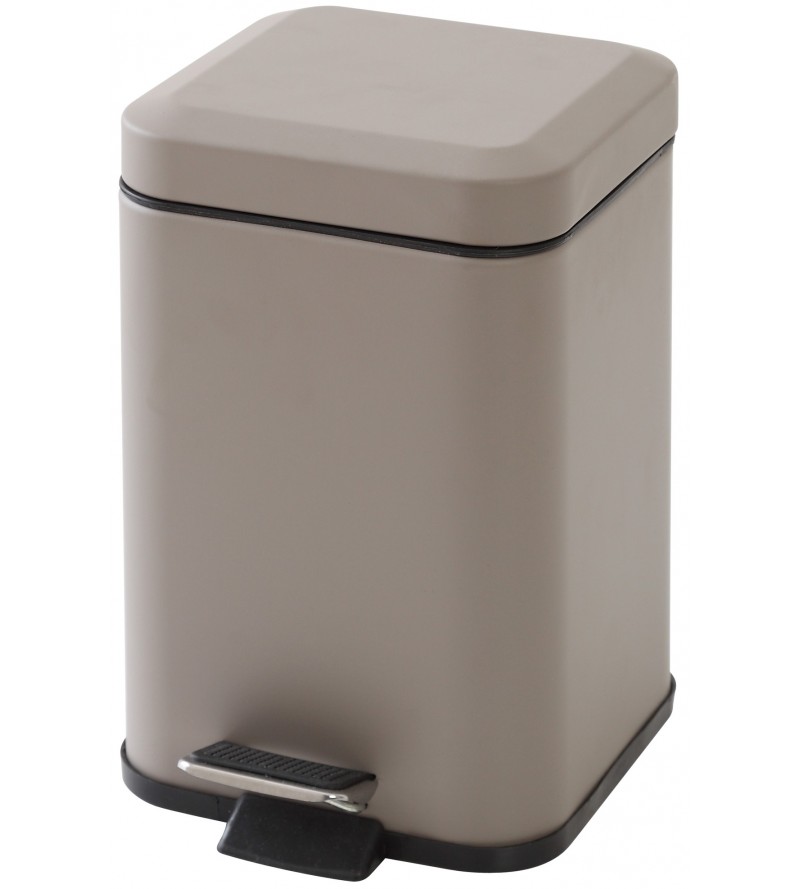 Cubo de basura de color gris tórtola de 3 litros con fondo extraíble Feridras 151059