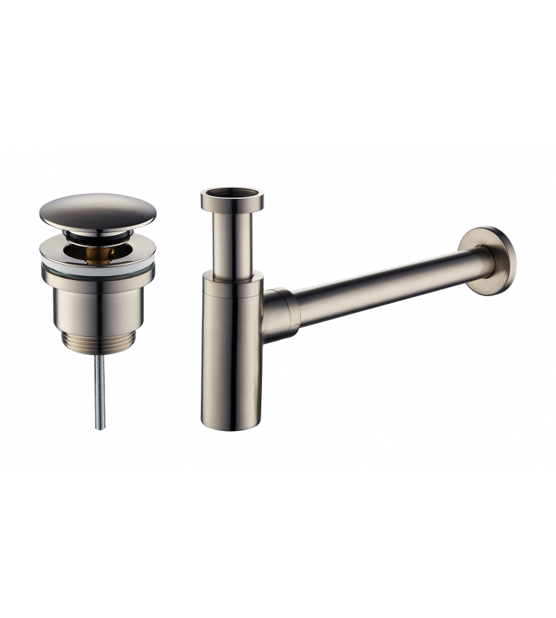 Set in brushed nickel waste and siphon round model Tecom KITSCA4