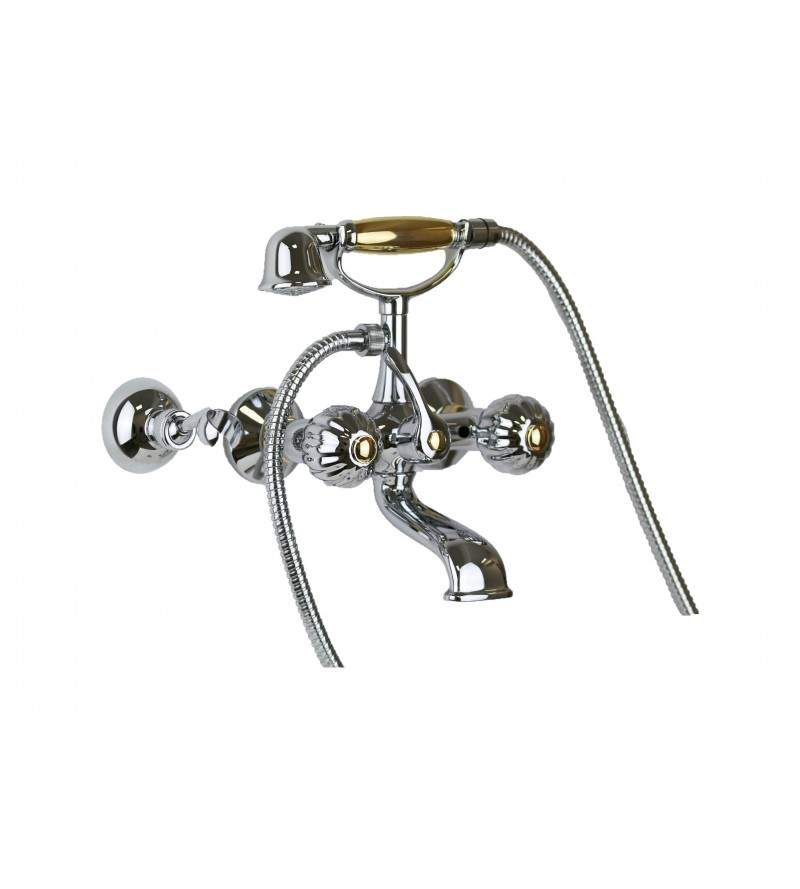 Bathtub faucet with chrome-gold shower set Resp Sahara 009