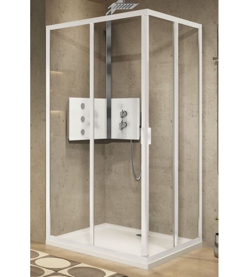 Corner shower enclosure with 2 sliding and 2 fixed doors 70 x 70 cm Novellini Lunes 2.0 A