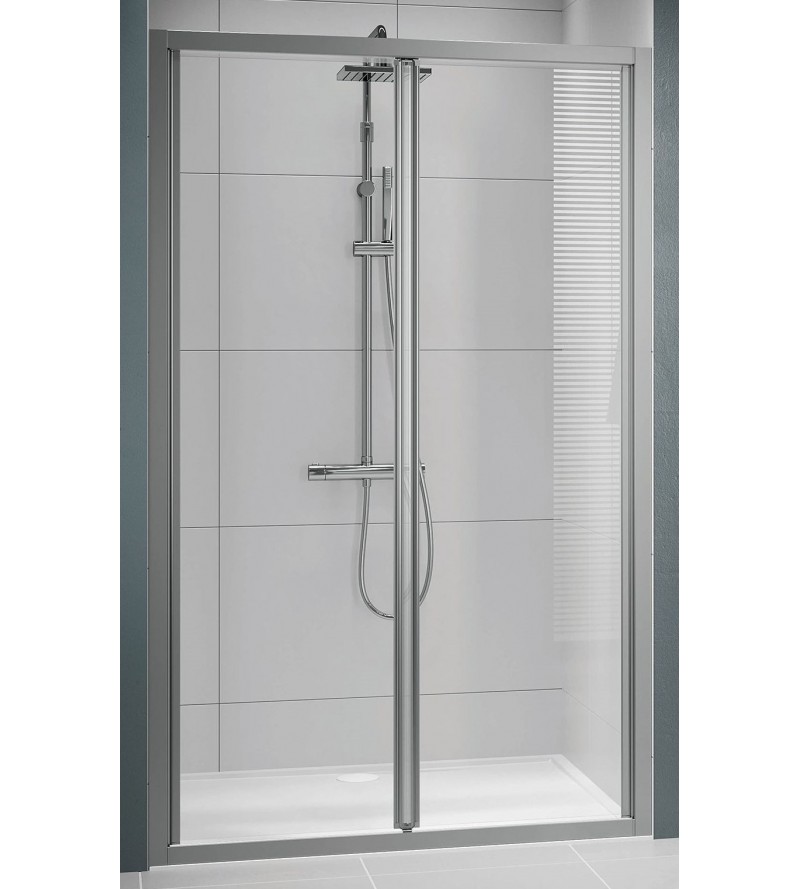 Porta per doccia 100 cm apertura 2 ante a soffietto installazione in nicchia Novellini Lunes 2.0 S