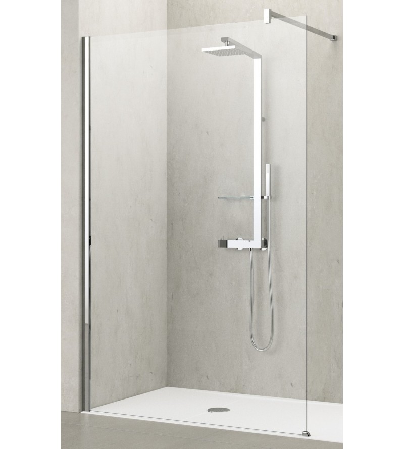 Wall for walk-in shower length 160 cm color chrome profiles Novellini Kuadra H