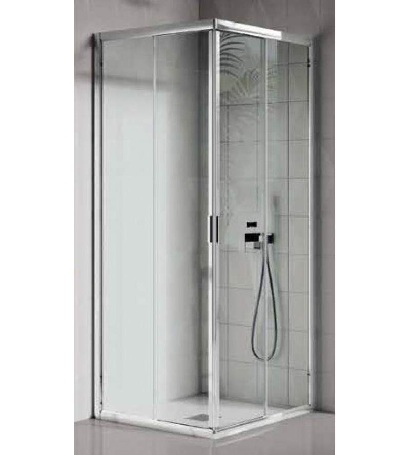 Corner shower enclosure with 4 doors, opening 2 sliding and 2 fixed doors Samo America Quattro B6412