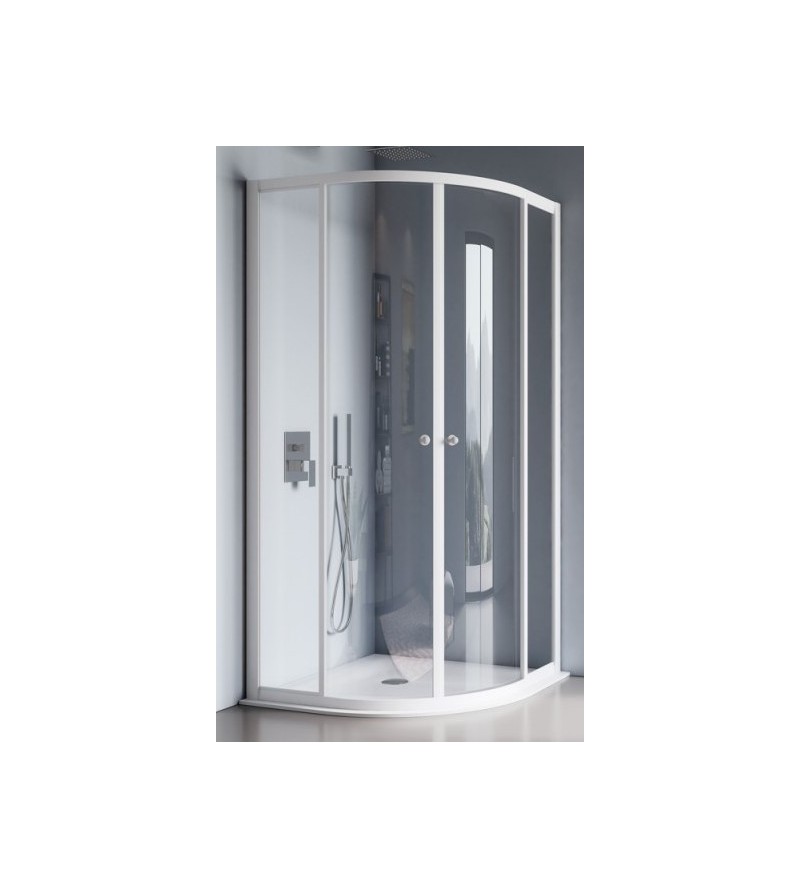 Cabina de ducha rectangular redondeada que abre puertas correderas Samo America B6893