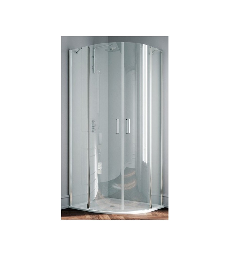 Cabine de douche ronde avec 2 portes battantes Samo Polaris B3873