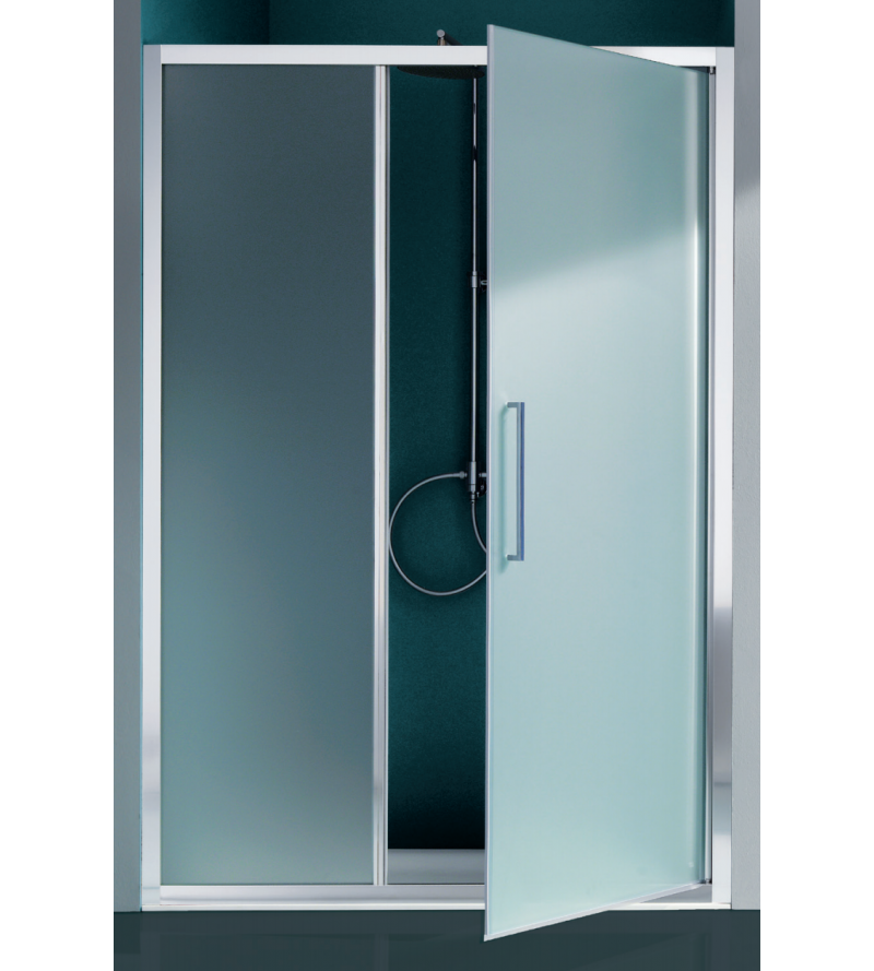 Shower door 1 hinged door opening outwards and inwards and 1 fixed door in line Samo Europa B7870